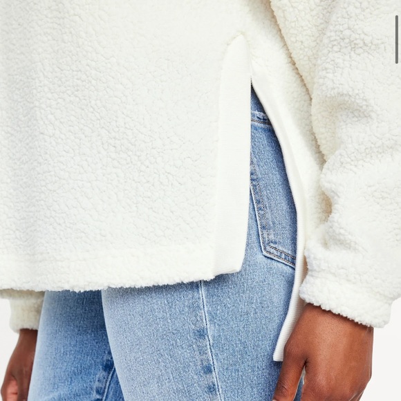 NWT OLD NAVY Step-Hem Sherpa Tunic Pullover Color: Creme De La Creme X-Large - Picture 4 of 5